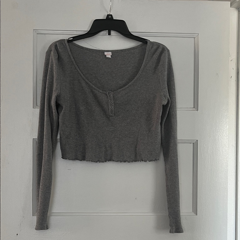 Colsie Charcoal Ribbed Crop Top
